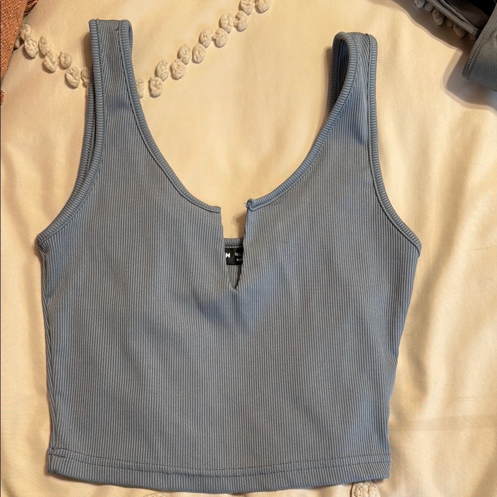 SHEIN Slate Blue Ribbed Tank Top